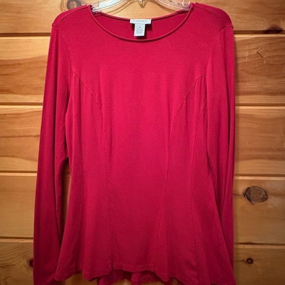 Carmen Marc Valvo Red Relaxed Blouse size M - Picture 1 of 7